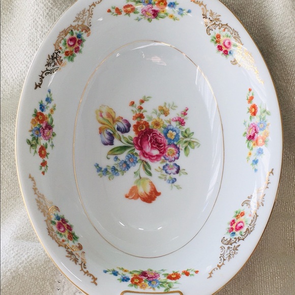 Mikado China Dresden pattern 10” Oval Vegetable Bowl Made In Occupied Japan - Picture 2 of 9